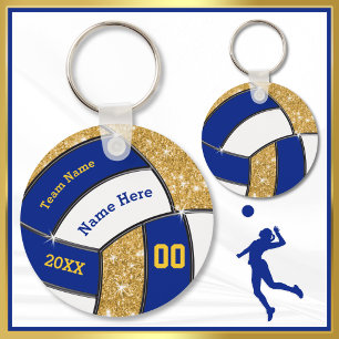 Cheap Blue, White en Gold Volleyball Sleutelhanger
