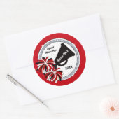 Cheap Cheerleading-stickers, rood, wit en zwart Ronde Sticker (Envelop)