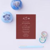 Cheap Elegant Monogram Wedding QR Code Burgundy Flyer (Enkel)