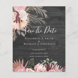CHEAP FOTO SAVE DATES - Pampas Grass Burgundy Flyer