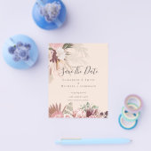 CHEAP FOTO SAVE DATES - Pampas Grass Burgundy Flyer (Enkel)