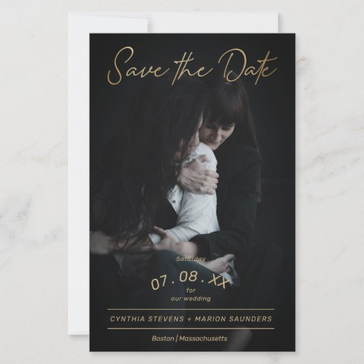 Cheap Gold Script Foto Couple Lesbian Gay Wedding (Voorkant)