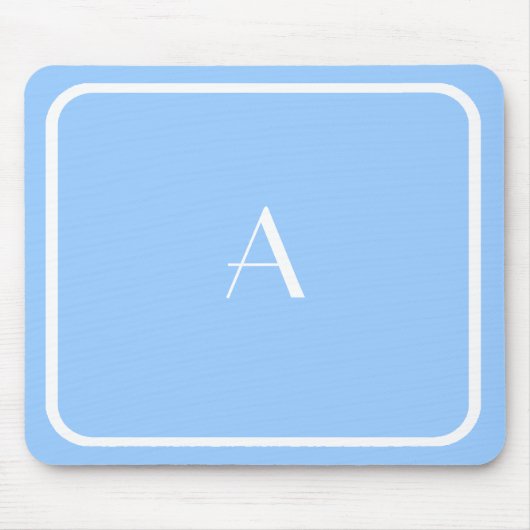 Cheap Light Sky Blue Mousepad w/ White Monogram Muismat (Voorkant)