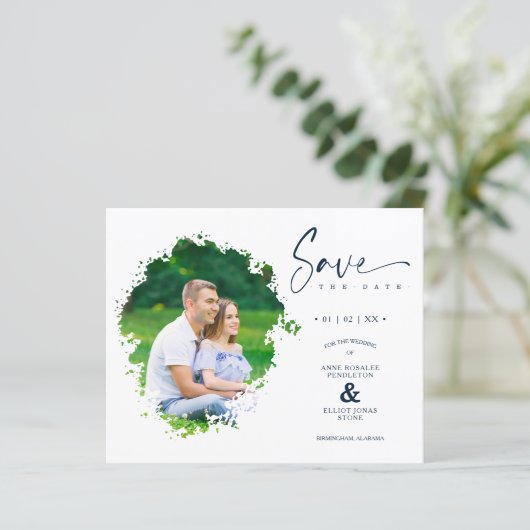 Cheap Modern Grunge Ink Effect Photo Weddenschap (Staand voorkant)