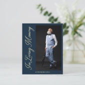 Cheap Navy Elegant Golden Photo Funeral (Staand voorkant)