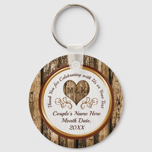 Cheap Personalized Rustic Huwelijkscadeaus voor ga Sleutelhanger (Voorkant)