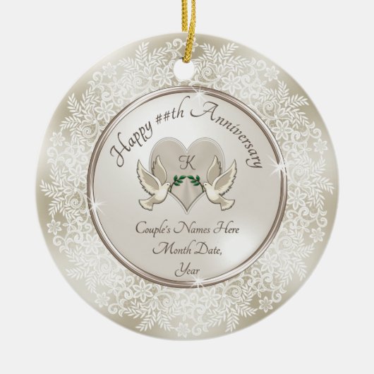 Cheap Personalized Wedding Jubileum Ornaments Keramisch Ornament (Voorkant)