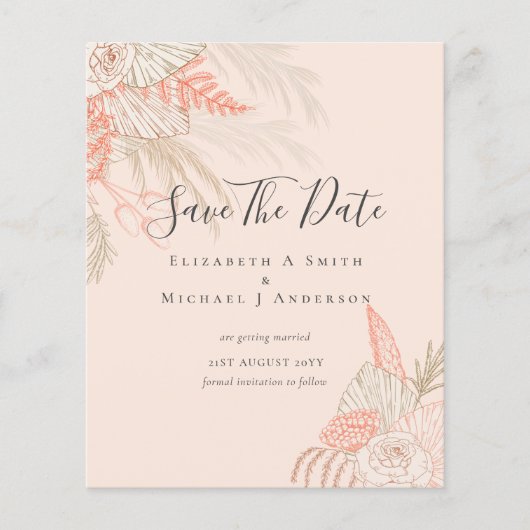CHEAP Photo Save Dates PAMPAS GRASS Terracotta Flyer (Voorkant)