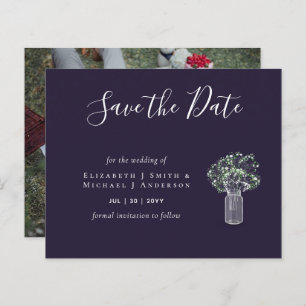 CHEAP Photo Save Dates Rustic Gypsophila Mason Jar