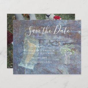 CHEAP Photo Save Dates Rustic Gypsophila Mason Jar