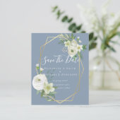 CHEAP Photo Save Dates White Floral Greenery Leaf (Staand voorkant)