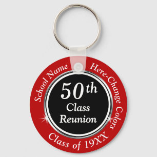 Cheap Red Black en White 50th Class Reunion Gifts Sleutelhanger