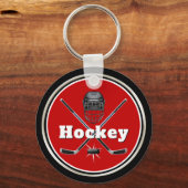 Cheap Red en Black Aangepaste Hockey-Sleutelhanger Sleutelhanger (Achterkant)