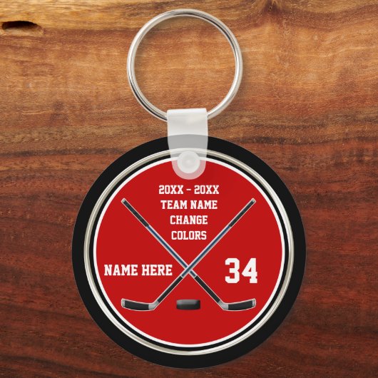 Cheap Red en Black Aangepaste Hockey-Sleutelhanger Sleutelhanger (Voorkant)