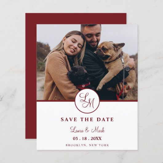 Cheap Red Rustic Photo Minimalist Wedding Initials (Voorkant / Achterkant)