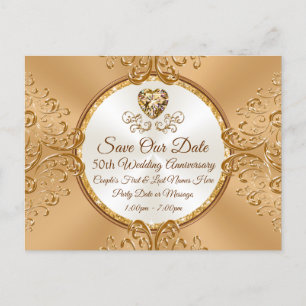 Cheap, SAVE the DATE 50th Wedding Jubileum, Aankondigingskaart