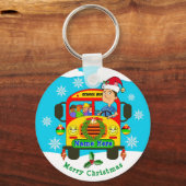 Cheap School Bus Driver met kerstcadeautjes, zijn Sleutelhanger (Voorkant)