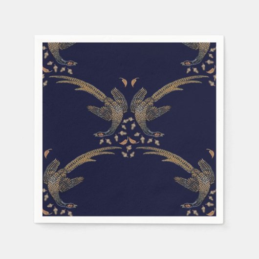 Cheasant en eikel servet van blauw en tan ontwerp (Voorkant)