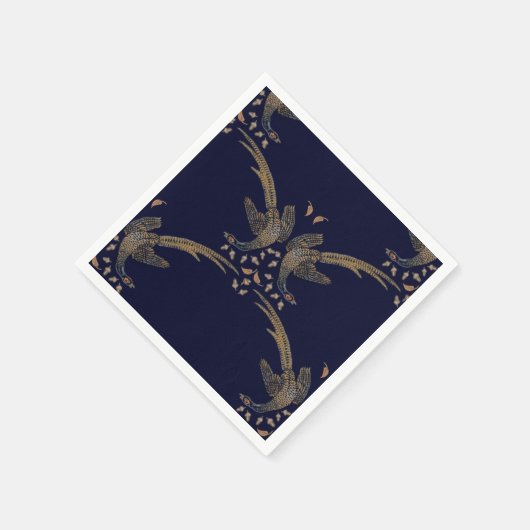 Cheasant en eikel servet van blauw en tan ontwerp (Hoek)