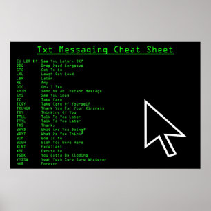 Cheat-blad Txt Messaging Poster