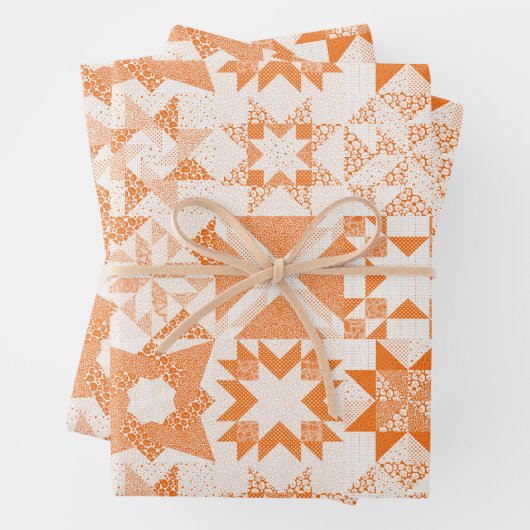 Cheater Traditional Patchwork Stars Quilt Sinaasap Inpakpapier Vel (In situ)