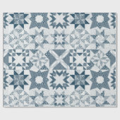 Cheater Traditionele Patchwork Sterren Quilt Blauw Cadeaupapier (Vlak)