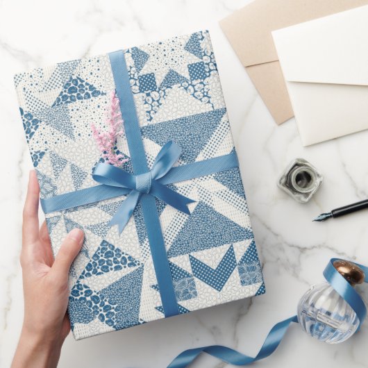 Cheater Traditionele Patchwork Sterren Quilt Blauw Cadeaupapier (Geschenken)