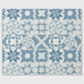 Cheater Traditionele Patchwork Sterren Quilt Blauw Cadeaupapier (Vlak)