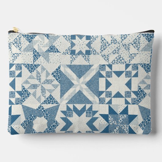 Cheater Traditionele Patchwork Sterren Quilt Blauw Etui (Voorkant)