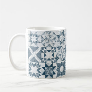 Cheater Traditionele Patchwork Sterren Quilt Blauw Koffiemok