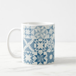 Cheater Traditionele Patchwork Sterren Quilt Blauw Koffiemok