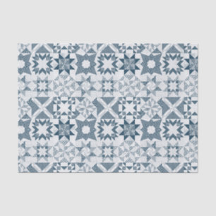 Cheater Traditionele Patchwork Sterren Quilt Blauw Tissuepapier