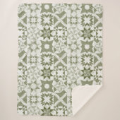Cheater Traditionele Patchwork Sterren Quilt Groen Sherpa Deken (Voorkant)