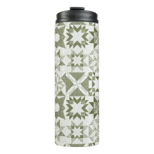 Cheater Traditionele Patchwork Sterren Quilt Groen Thermosbeker