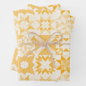 Cheater Traditionele Patchwork Sterren Quilt Wit Inpakpapier Vel (In situ)