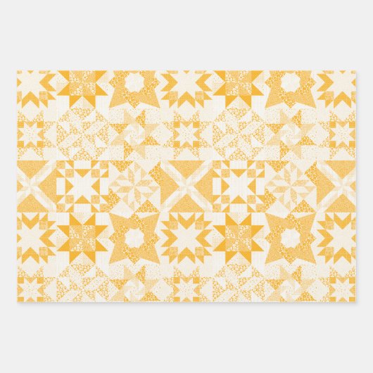 Cheater Traditionele Patchwork Sterren Quilt Wit Inpakpapier Vel (Voorkant)