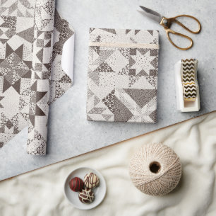 Cheater Traditionele Patchwork Sterren Quilt Zwart Cadeaupapier