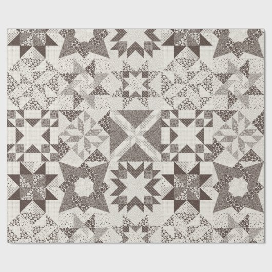 Cheater Traditionele Patchwork Sterren Quilt Zwart Cadeaupapier (Vlak)