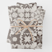 Cheater Traditionele Patchwork Sterren Quilt Zwart Inpakpapier Vel (In situ)