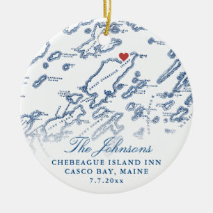 Chebeague Island Kaart Pas getrouwd Foto Kerst Keramisch Ornament