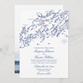 Chebeague Island Map Wedding Invitation - Maine (Voorkant / Achterkant)