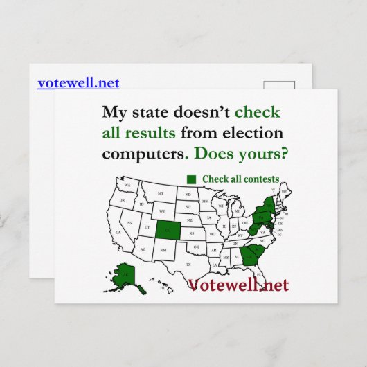 Check all election results, with US map - postcard Feestdagenkaart (Voorkant / Achterkant)