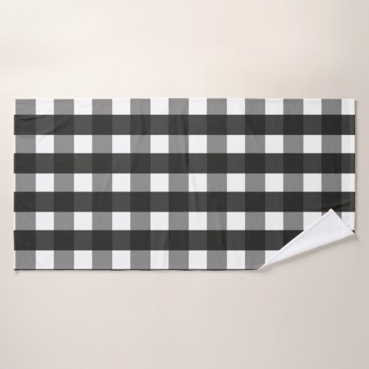 CHECK DE GINGHAM NOIR ET BLANC (Serviette de bain)