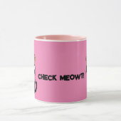 Check Meowt. Cartoon zwarte kat met Sock Monkey Pe Mok (Midden)