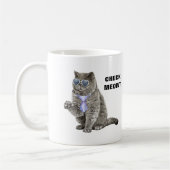 Check Meowt Cat met zonnebril en Stropdas Funny Koffiemok (Links)