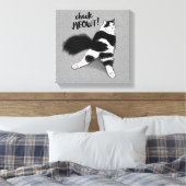 Check Meowt. Funny Black and White Cat Sploot Canvas Afdruk (Insitu (Slaapkamer))