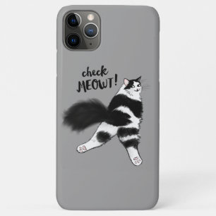 Check Meowt - Funny Black and White Cat Sploot iPhone 11 Pro Max Hoesje