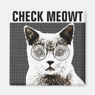 Check Meowt, Funny Cat FRIDGE MAGNETS Magneet