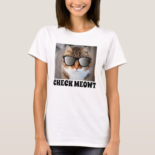 Check Meowt, Funny Cat met zonnebrillen T-shirts (Voorkant)