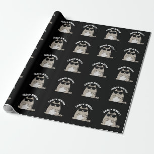 Check Meowt Funny Cool Cat Pun Dark BG Cadeaupapier
